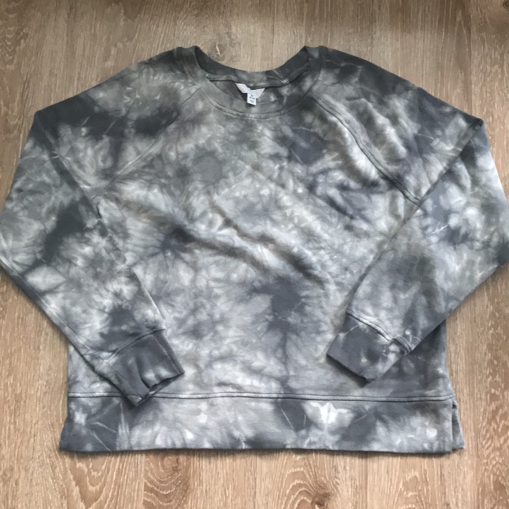 NWOT Time & Tru gray tie dye 100% cotton terry sweatshirt